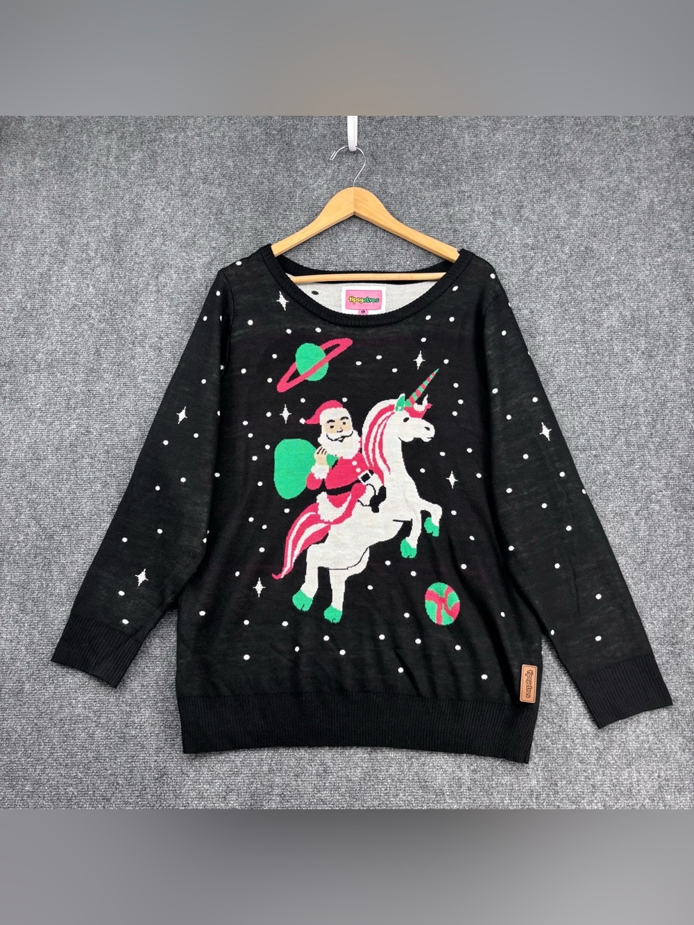 Tipsy Elves Ugly Christmas Sweater Santa Unicorn Outer Space Women’s XL